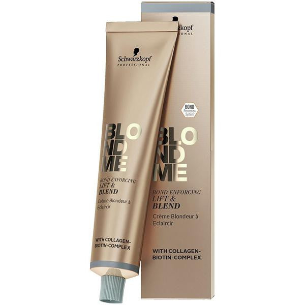 Schwarzkopf Blondme Bond Enforcing Hair Color for lifting, toning, and blending white hair with bond-protecting technology for healthy blonde results