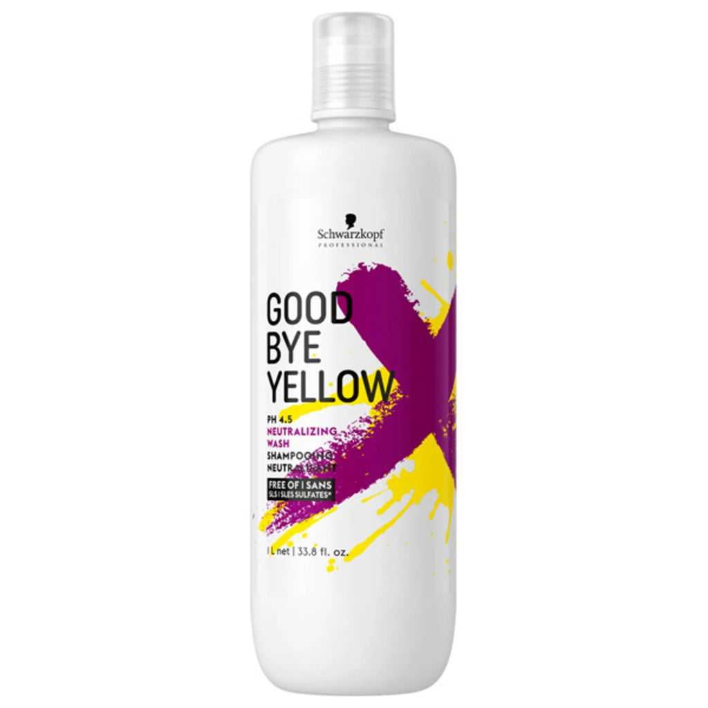 Schwarzkopf Goodbye Yellow Neutralizing Purple Shampoo 1L bottle for blonde, silver, grey hair anti-brass toner